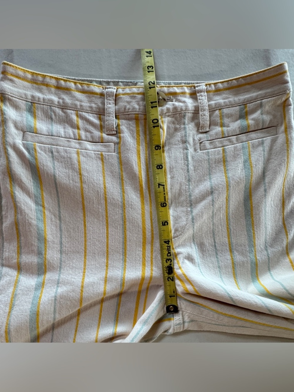Madewell Emmett Striped Wide-Leg Crop Pants K9884 Cream Yellow Blue (28) - Picture 9 of 17
